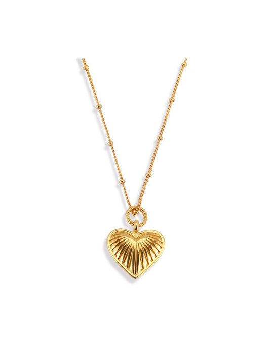 Retro Striped Love Hear Necklace